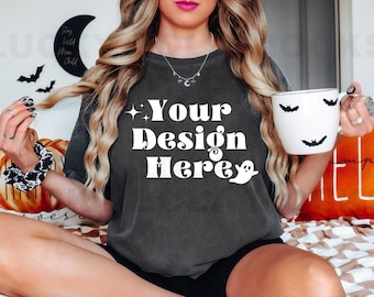 Comfort Colors C1717 Mockup, Pepper Shirt Mockup, 1717 Pepper Model, Boho Model Mockup, Oversized Shirt Mockup, T-Shirt Mockup, Pepper Mock