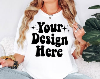 Comfort Colors 1717 Weiß Mockup, Weißes Hemd Mockup, C1717 Weiß Mockup, Modell Mockup, Oversized Shirt Mockup, Weißes T-Shirt Mockup