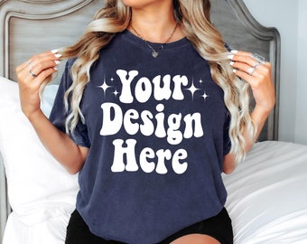 Comfort Colors 1717 Navy Mockup, Blue Shirt Mockup, C1717 Mockup, Oversized Comfort Colors 1717 Mockup, T-Shirt Mockup, Navy 1717 Mockup