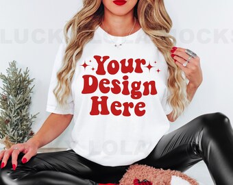Comfort Colors C1717 Mockup, White Shirt Mockup, 1717 White Mockup, Comfort Colors Christmas Mockup, Oversized Mockup, White T-Shirt Mockup