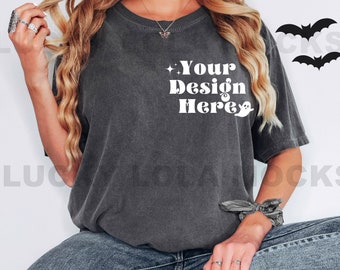 Comfort Colors Halloween Mockup, Comfort Colors C1717 Mockup, 1717 Pepper Model, Boho Model Mockup, Oversized Shirt Mockup, T-Shirt Mockup