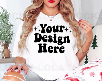 Comfort Colors Christmas Mockup, White Shirt Mockup, 1717 White Mockup, Comfort Colors Christmas Mockup, Christmas Shirt Mockup