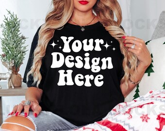 Comfort Colors Black T-shirt Mockup, 1717 Black Mockup, Comfort Colors Christmas Mockup, Oversized Mockup, Black Comfort Colors Mockup