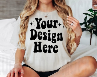 Gildan 5000 Sand Mockup, G5000 Mockup, Gildan Shirt Mockup, Model Mockup, Boho Mockup, Sand Shirt Mockup, Real Model Mockup, T-Shirt Mockup