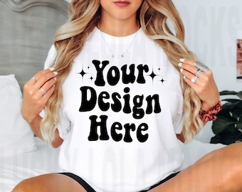 Gildan 5000 Mockup, White Gildan 5000 Mockup, Gildan Shirt Mockup, Model Mockup, Boho Mockup, White Shirt Mockup, G5000 T-Shirt Mockup