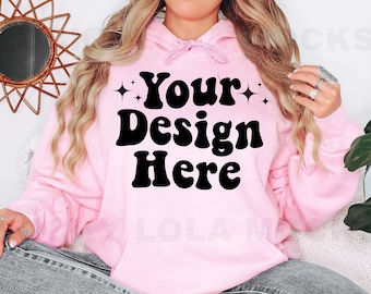 Light Pink Gildan Hoodie, Gildan 18500 Mockup, Gildan Hoodie Mockup, Oversized Hoodie Mockup, Gildan Model Mockup, 18500 Model Mockup