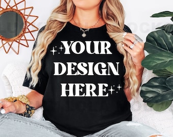 Comfort Colors C1717 Mockup, Black Shirt Mockup, 1717 Black Mockup, Comfort Colors Model Mockup, Comfort Colors Black Mockup