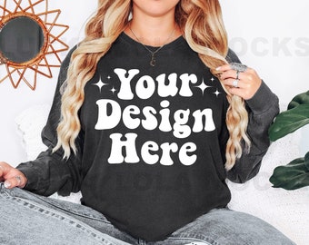 Comfort Colors 6014 Pepper Mockup, Long Sleeve Shirt Mockup, Pepper Shirt Mockup, 6014 Mockup, Comfort Colors Long Sleeve Mockup
