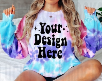 Maquette Colortone 8100, Maquette de modèle, Maquette de sweat-shirt Colortone, Maquette Colortone Cotton Candy, Maquette Tie Dye, Maquette de sweat-shirt oversize