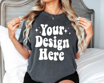 Comfort Colors 1717 Pepper Mockup, Model Mockup, C1717 Pepper Mockup, 1717 Pepper Mockup, Comfort Colors Tshirt Mockup, Pepper 1717 Mock Up