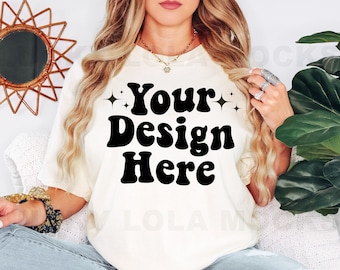 Comfort Colors Ivory Mockup, Ivory Shirt Mockup, 1717 Ivory Mockup, Boho Mockup, Comfort Colors Model Mockup, Comfort Colors Mockup