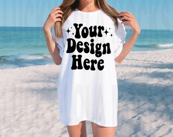 Comfort Colors C1717 Mockup, Comfort Colors White Mockup, Model Mockup, Oversized Tshirt Mock Up, C1717 White Mockup, Beach Mock, White Tee