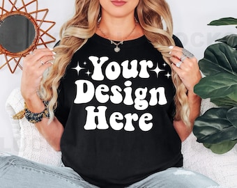 Comfort Colors C1717 Mockup, Black Shirt Mockup, 1717 Black Mockup, Comfort Colors Model Mockup, Comfort Colors Black Mockup, 1717 Mockup