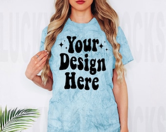 Comfort Colors 1745 Fiji Blue Mockup, Comfort Colors Colorblast, Color Blast Mockup, 1745 Mockup, Comfort Colors Tie Dye Mockup