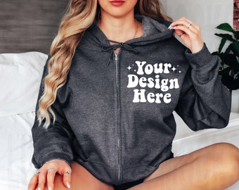 Gildan 18600 Dark Heather Mockup, 18600 Mockup, Gildan Zip Hoodie Mockup, Oversized Mockup, Gildan Zip Up Mock Up, Zip Up Hoodie Mockup