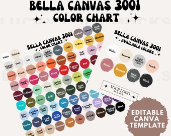 Editable Bella Canvas 3001 Color Chart, Bella Canvas Color Chart, Bella Canvas Mockup, Editable Color Chart, Bella Canvas 3001 Mockup