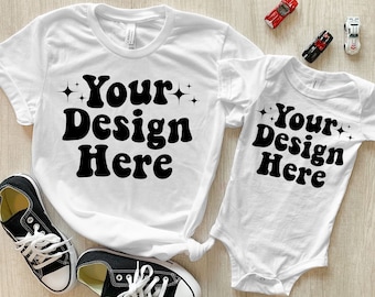 Bella Canvas 3001 Mockup, Mommy and Me Shirt Mockup, Bella Canvas 3001 and Bella Canvas 100b White Mockup, Mommy and Baby Bodysuit Mockup,