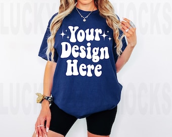 Comfort Colors 1717 True Navy Mockup, Blue Shirt Mockup, C1717 Mockup, Oversized Comfort Colors 1717 Mockup, T-Shirt Mockup, Navy 1717 Mock