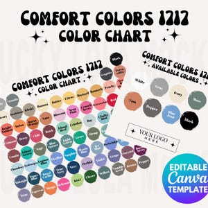 Tabla de colores Comfort Colors C1717 editable, tabla de colores Comfort Colors, tabla de colores del modelo C1717, maqueta de tabla de colores, maqueta de Comfort Colors,