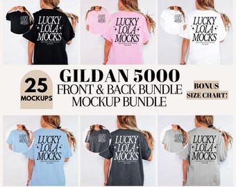 Gildan 5000 Mockup Front and Back Bundle, Gildan 5000 Mockup Bundle, Gildan 5000 Bundle, Gildan Shirt Mockup Bundle, Front and Back Mockup