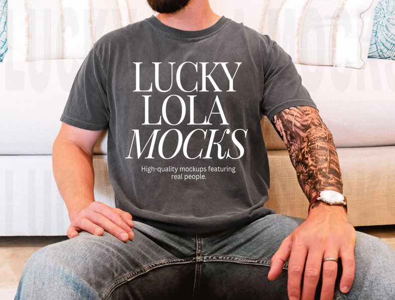 Mockup Pepper Comfort Colors C1717, Mockup Comfort Colors, Mockup maglietta unisex, Mockup modello maschile, Mockup maglietta, Mockup maglietta Pepper, immagine 1