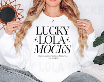 Gildan 18000 White Mockup, White Sweatshirt Mockup, Oversize Mockup, Gildan 18000 Mockup, Sweatshirt Model Mockup, White Gildan 18000 Mockup