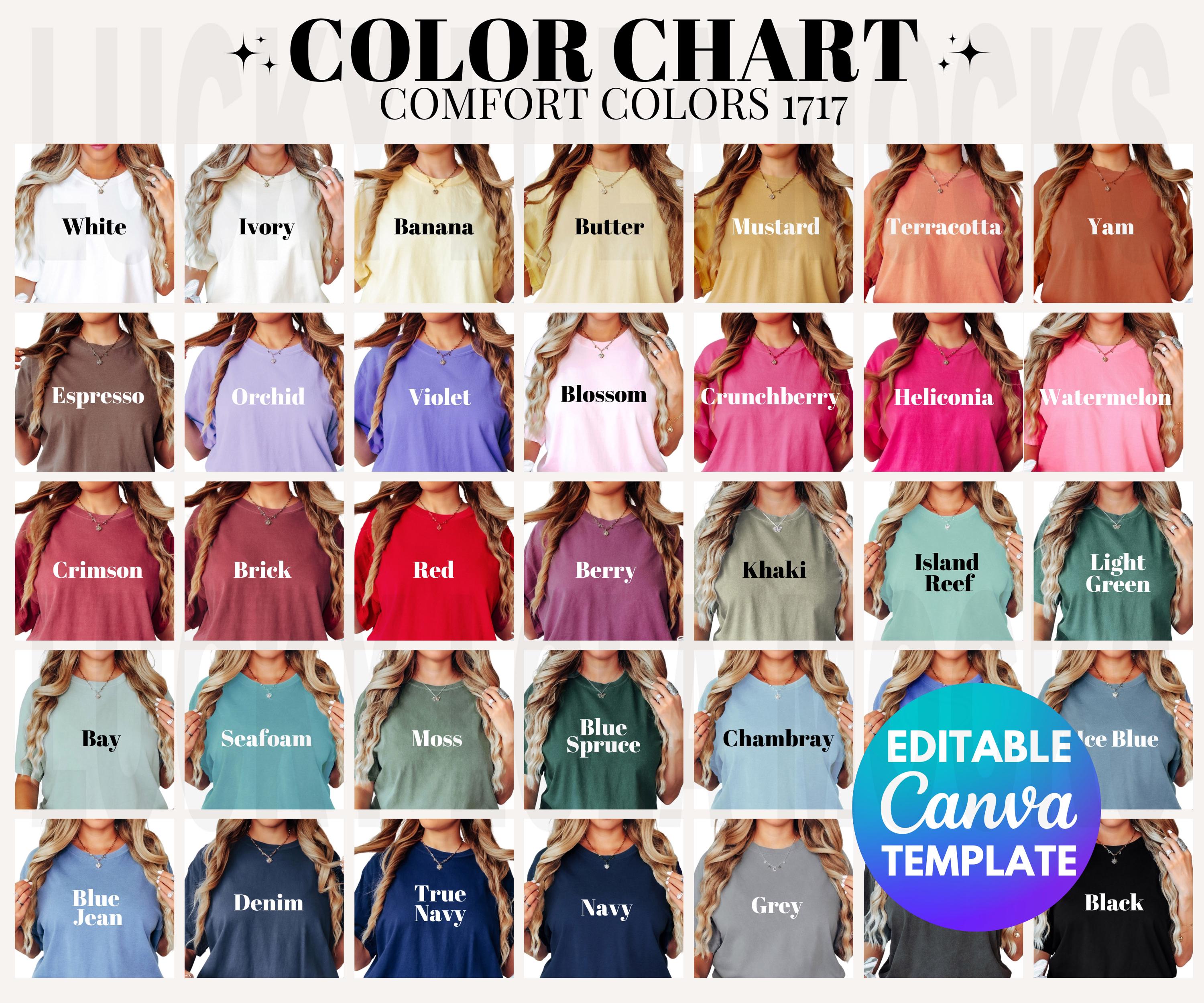 EDITABLE Comfort Colors 1717 Color Chart, Comfort Colors Color Chart, 1717 Model Color Chart, Color Chart Mockup, Comfort Colors Mockup