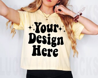 Mockup Comfort Colors 3023cl, Mockup Comfort Colors Crop Top, Mockup modello, Mockup Comfort Colors Crop, Mockup 3023, Mockup 3023CL
