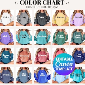 Editable Comfort Colors 1566 Color Chart, Comfort Colors Color Chart, 1566 Model Color Chart, Color Chart Mockup, Comfort Colors Mockup,