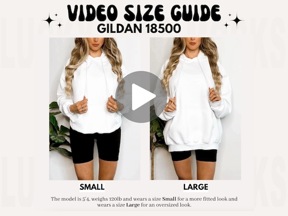 Gildan 18500 Video Size Chart Oversized Size Chart Gildan Hoodie Size Chart Size Chart Gildan 18500 Gildan G185 Size Chart Model Mockup Etsy UK