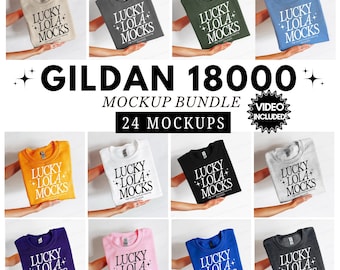 Gildan 18000 Bundle Mockup, Folded Gildan 18000 Mockup, Gildan Sweatshirt Folded Mockups, Sweatshirt Mockup Bundle, 18000 Flat Lay Mockup