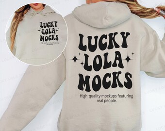 Front and Back Gildan 18500 Sand Mockup, Gildan 18500 Hoodie Mockup, Hoodie Mockup Gildan, Sand Gildan 18500, Front Back Mockup Hoodie Sand