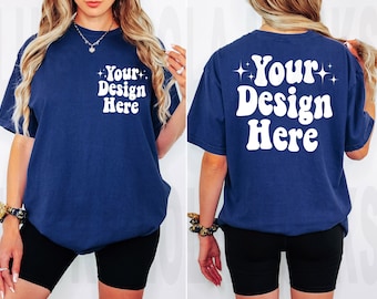 Comfort Colors 1717 True Navy Mockup, Front and Back Mockup Mockup, C1717 Mockup, Oversized Comfort Colors 1717 Mockup, T-Shirt Mockup