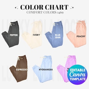 Editable Comfort Colors 1469 Color Chart, Comfort Colors Sweatpants Mockup, Comfort Colors Sweatpants Color Chart