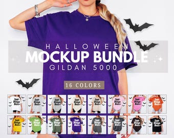 Gildan 5000 Halloween Mockup Bundle, Gildan 5000 Herbst Mockup, Gildan 5000 Mockup Bundle, 5000 Modell MockUp, Gruseliges Mockup Gildan 5000