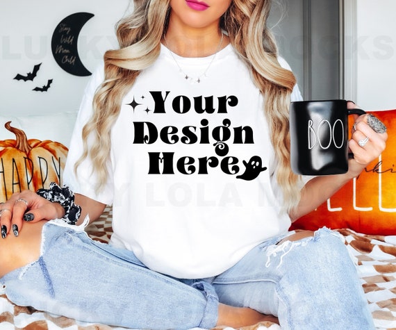 Comfort Colors 1717 Mockup, White Shirt Mockup, 1717 White Mockup, Fall Mockup, Oversized Shirt Mockup, White T-Shirt Mockup, Spooky Mockup