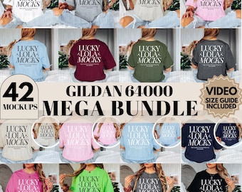 Gildan 64000 Mega Bundle, Video Size Chart Gildan Softstyle 64000, Gildan Shirt Mockup Bundle, Gildan 64000 Video Mockup, 64000 Shirt Mockup
