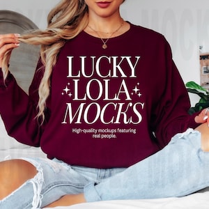 Gildan 2400 Maroon Mockup, Gildan Long Sleeve Mockup, Gildan 2400 Mockup, Gildan g240 Mockup, Long Sleeve Shirt Mock Up, Model Mockup