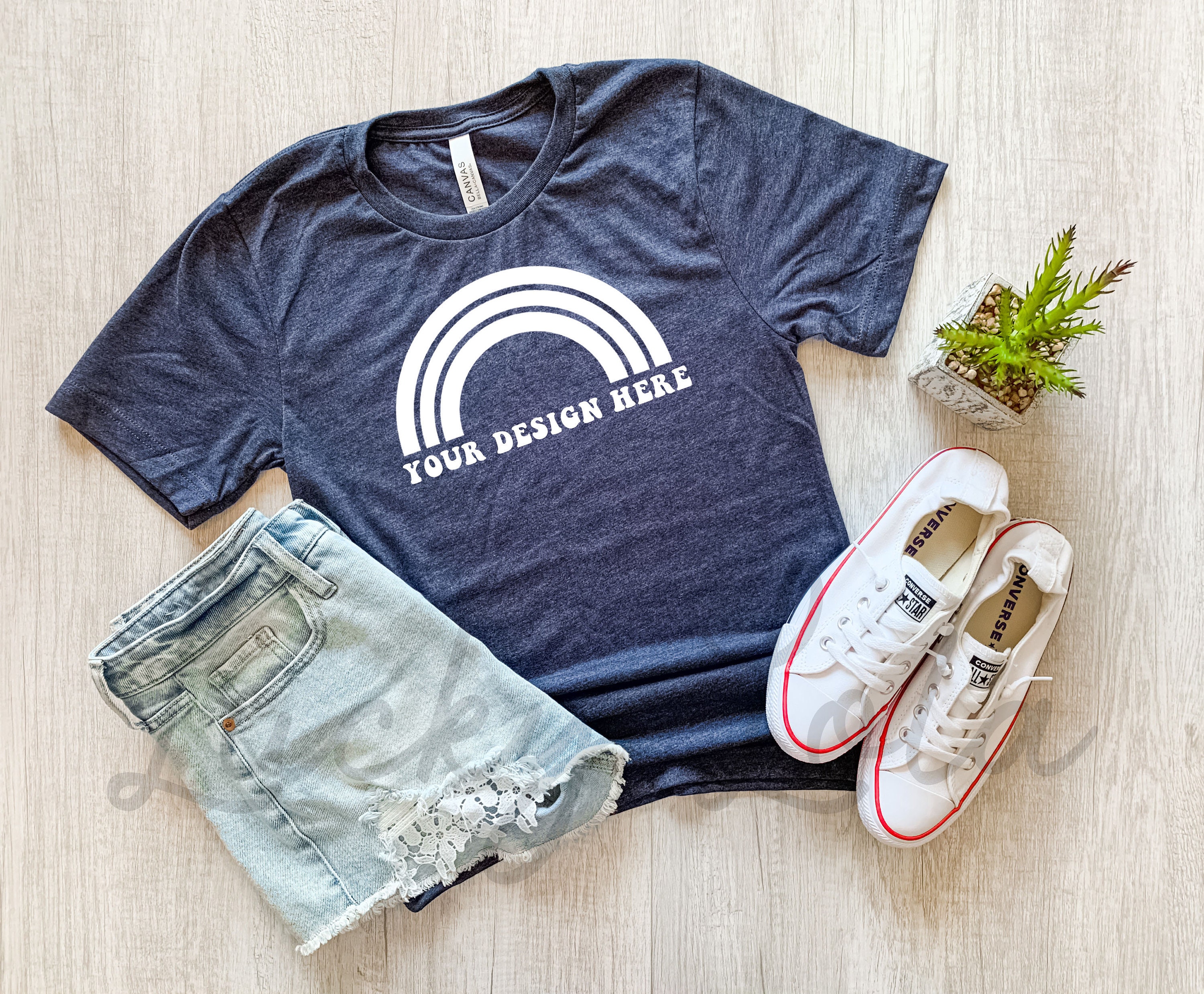 Bella Canvas 3001 Heather Midnight Navy Mockup Bella Canvas - Etsy UK