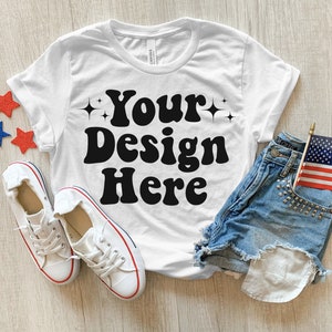 Bella Canvas 3001 Mockup, 4. Juli Mockup, Flat Lay Mockup, Patriotischer Mockup, Bella Canvas 3001 Shirt MockUp, Flat Lay Mockup