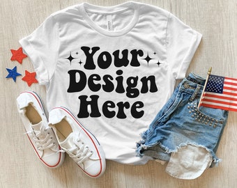 Bella Canvas 3001 Mockup, 4th of July Mockup,Flat Lay Mockup, Patriotic Mockup, Bella Canvas 3001 Shirt Mock Up, Flat Lay Mockup