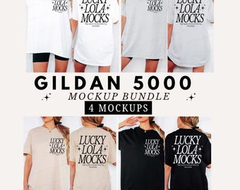 Gildan 5000 Mockup Front and Back Bundle, Gildan 5000 Mockup, Gildan 5000 Bundle, Gildan Shirt Mockup Bundle, Front and Back Mockup