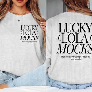 Gildan 2400 Ash Front and Back Mockup, Gildan 2400 Mockup, Gildan Long Sleeve Mockup, Long Sleeve Shirt Mock Up, Model Mockup, Front Back