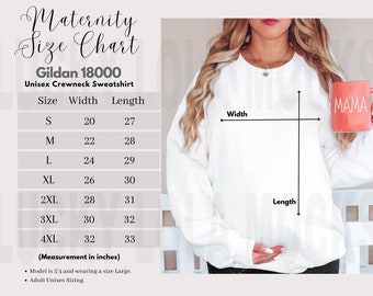 Maternity Gildan 18000 Size Chart, Oversized Size Chart, Gildan Sweatshirt Size Chart, Size Chart Gildan 18000, Gildan G180 Size Chart