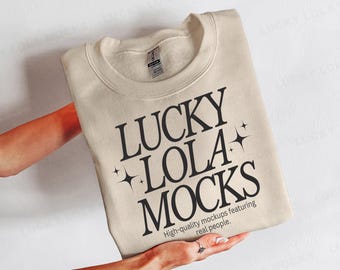 Gildan 18000 Sand Mockup, Folded Gildan 18000 Mockup, Folded Sweatshirt Mockup, Gildan Sweatshirt Flat Lay, 18000 Flatlay Mockup