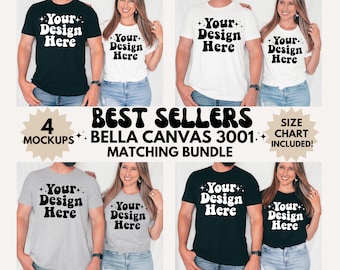Bella Canvas 3001 Couple Mockup Bundle, Model Mockup, Couples Tshirt Mockup, Matching Mockup, Men and Women Mockups, Real Model Mockup