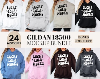 Zestaw makiet bluzy z kapturem Gildan 18500, makieta bluzy z kapturem Gildan 18500, makieta g185, makieta bluzy z kapturem w dużym rozmiarze, zestaw makiet bluzy z kapturem Gildan, model rzeczywisty