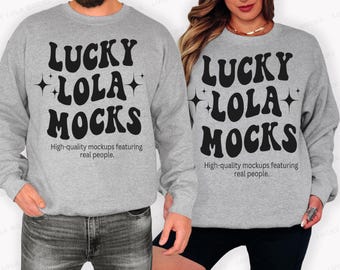 Gildan 18000 Couple Sweatshirt Mockup, 18000 Matching Mockup, 18000 Couple Mockup, Gildan 18000 Sport Grey, Matching Sweatshirt Mockup