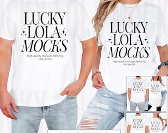 Gildan 5000 Mockup Bundle, Gildan 5000 Couple Mockup, Matching Mockup, Gildan Shirt Mockup, Model Mockup, Couples Mockup Shirt, g5000