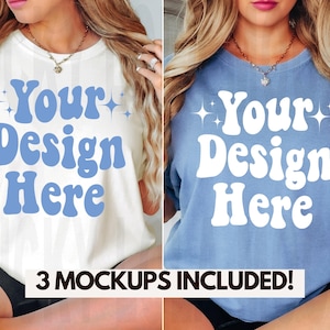 Comfort Colors Matching Mockup, Comfort Colors Couple, Model Mockup, Bridal Party Mockup, Comfort Colors Mockup, 1717 Ivory, 1717 Blue Jean